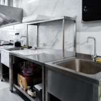 Kitchen appliances in professional kitchen in a restaurant, nobody